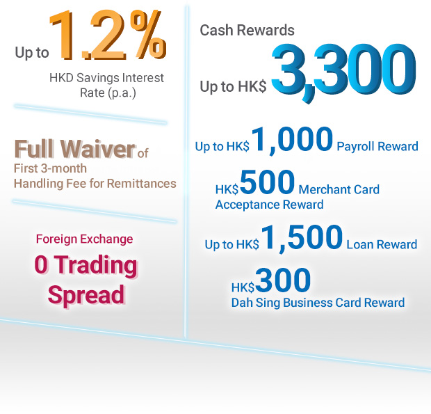 Up to 0.8% HKD Savings Interest Rate(p.a)
			Up to HK$3,900 Cash Rewards