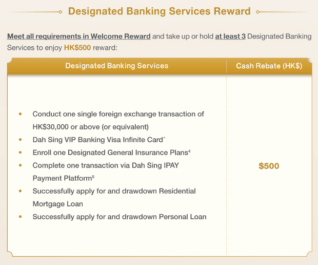 Designated Banking Services Reward