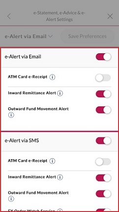 Select the e-Alert Services and the receiving channels that you would like to subscribe to