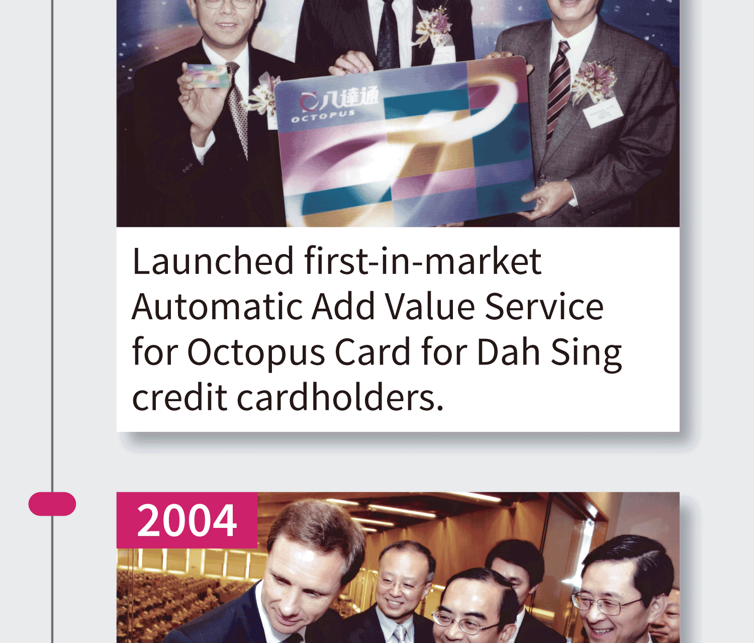 1999 launched first-in-market Automatic Add Value Service for Octopus Card for our credit cardholders