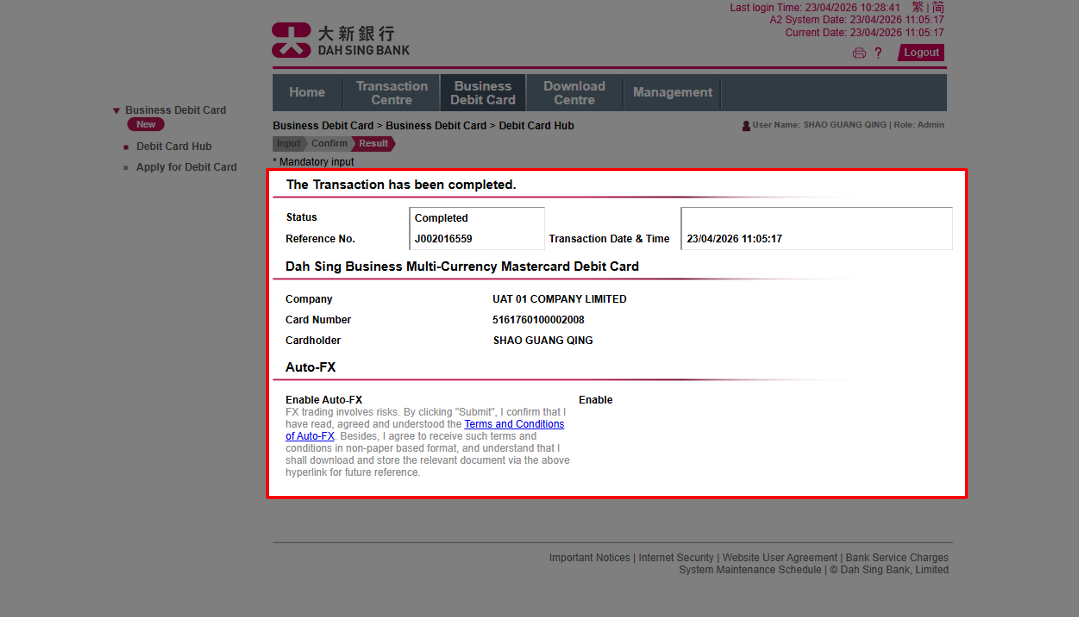 Enable Auto-FX (Via 328 Business e-Banking)