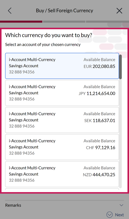 Select the corresponding credit account.